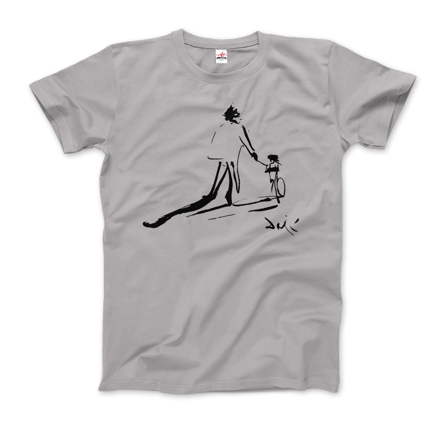 Men's or Women's Salvador Dali Sketch, Childhood With Father Riding a Bike 1971 T-Shirt- Various Colors