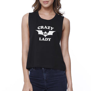 Crazy Bat Lady Crop Tank- Black