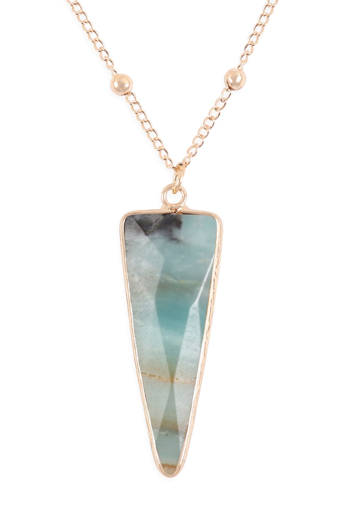 Arrowhead Shape Stone Pendant Necklace- 6 Colors