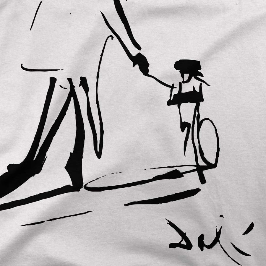 Men's or Women's Salvador Dali Sketch, Childhood With Father Riding a Bike 1971 T-Shirt- Various Colors