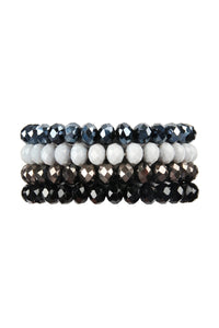 Four Line Crystal Bead Stretch Bracelets- 14 Colors