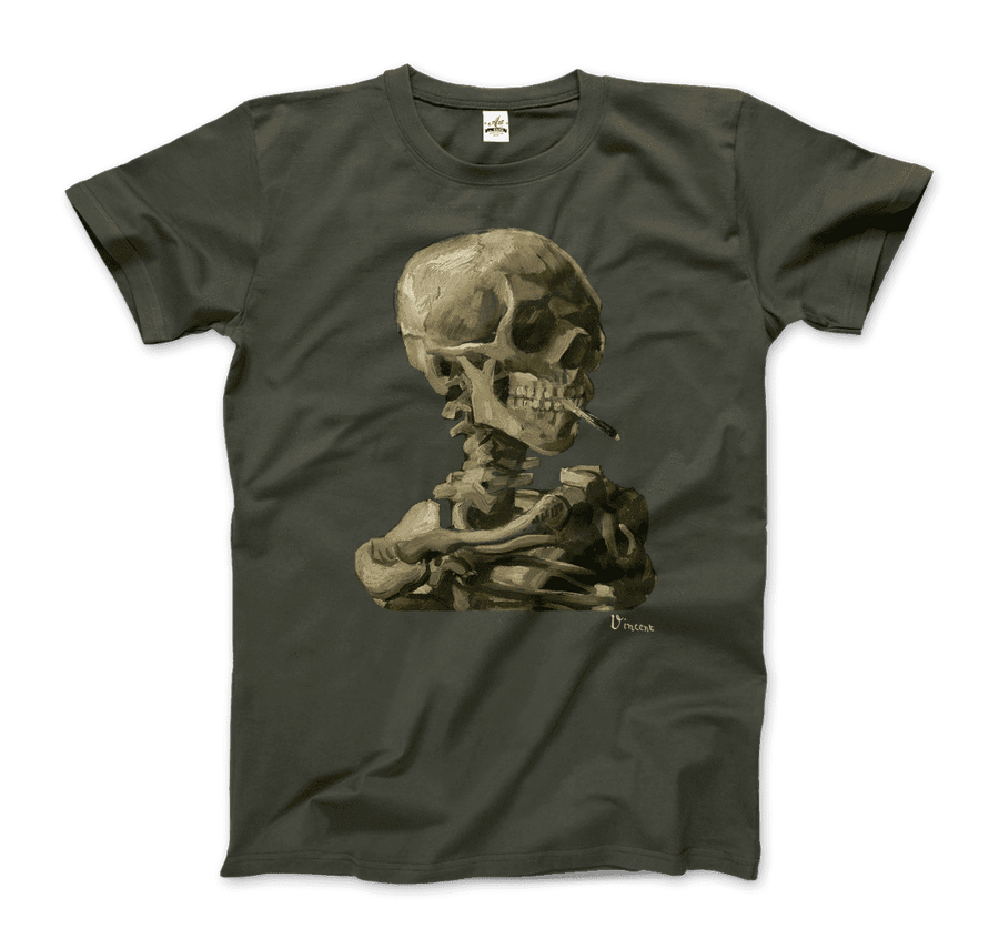 Men's & Women's Van Gogh Skull of a Skeleton With Burning Cigarette 1886 T-Shirt- 5 Colors
