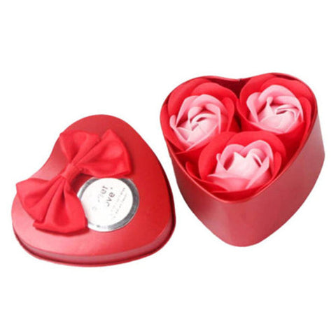 Heart-Shaped Box of 3 Scented Paper Roses- Red