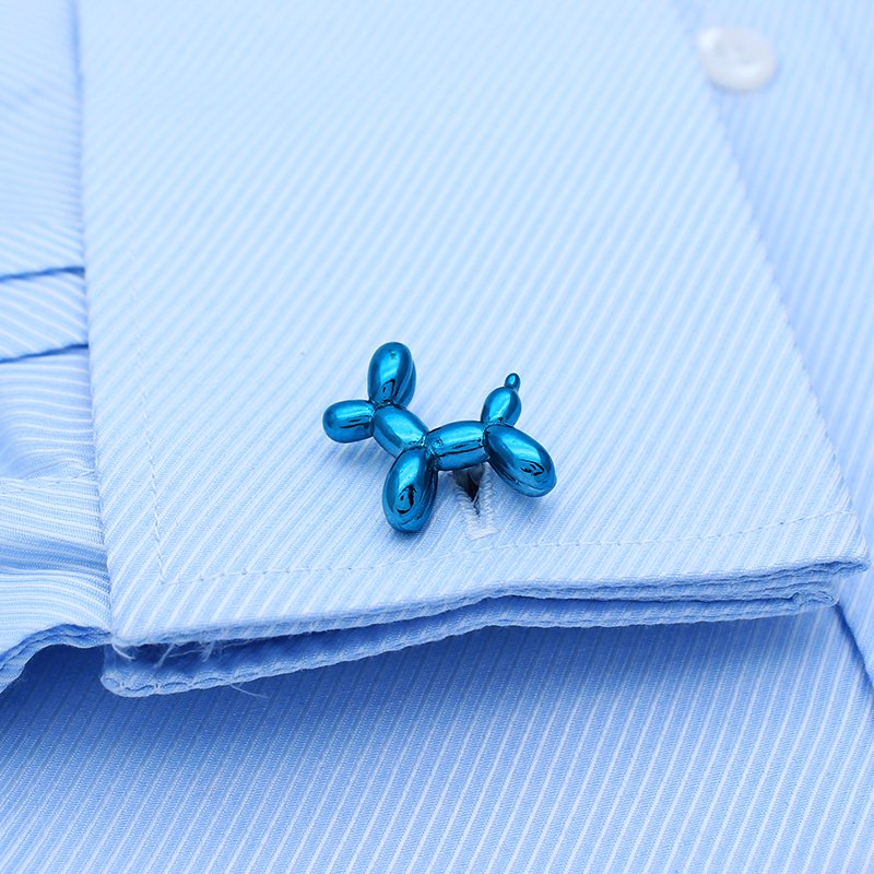 Metallic Blue Balloon Dog Cuff Links