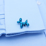 Metallic Blue Balloon Dog Cuff Links