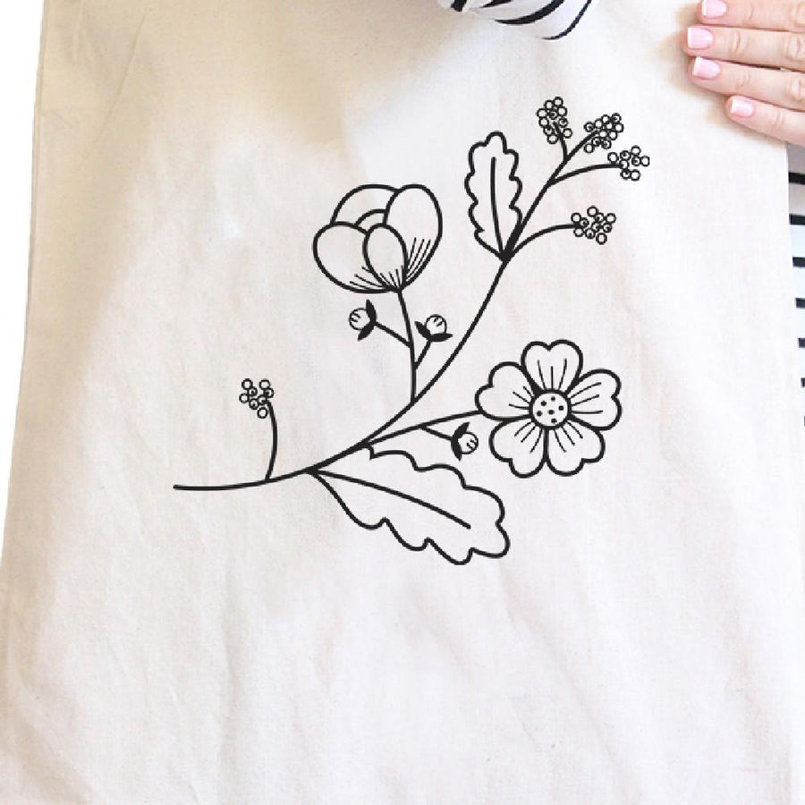 Floral Tote Bag- Natural