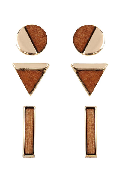 Geometric Stud Earrings Set- 3 Colors