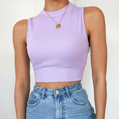 Women's Open Back Cropped Tank Top- 4 Colors