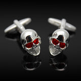 Red Eye Silver Skull Cuff Links