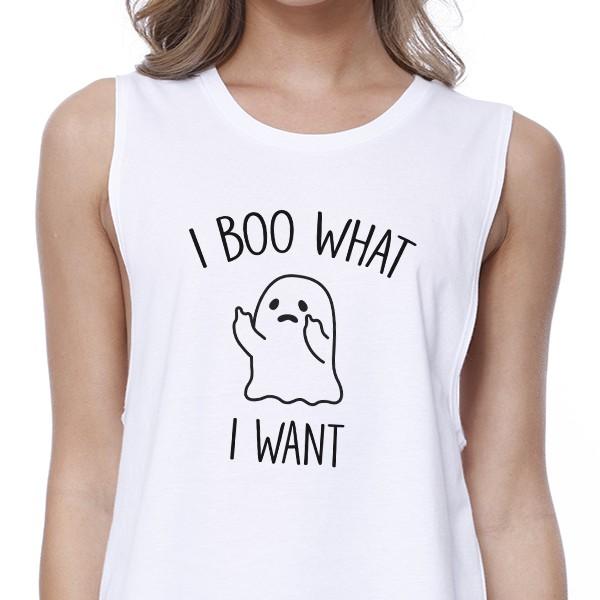 I Boo What I Want Ghost Crop Top- White