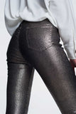 Silver Snake Print Skinny Jeans
