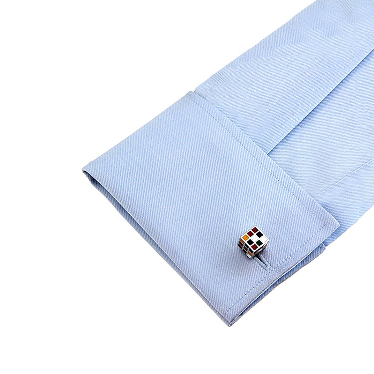 Silver Rubik's Cube Cuff Links