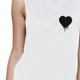 Melting Heart Pocket-Size Print Muscle Women's Tank Top- White