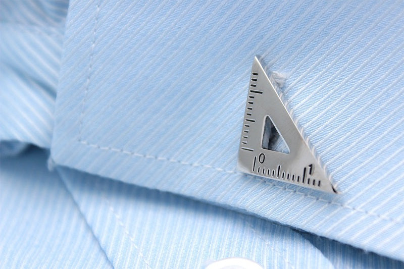 Silver Triangle & Protractor Cuff Links- 3 Options