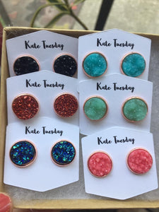 Round Druzy Stud Earrings- 6 Colors