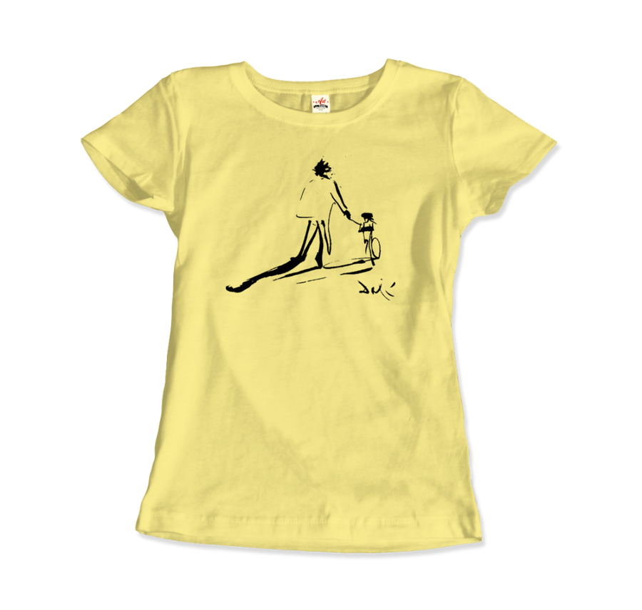 Men's or Women's Salvador Dali Sketch, Childhood With Father Riding a Bike 1971 T-Shirt- Various Colors