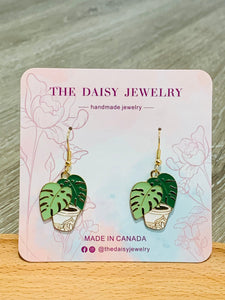 Tropical Plant Fish Hook Earrings