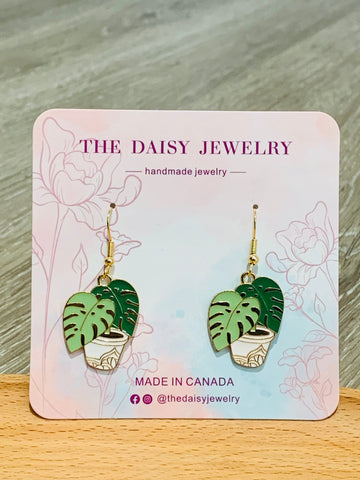 Tropical Plant Fish Hook Earrings