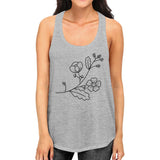 Floral Racer Back Women's Tank Top- Gray