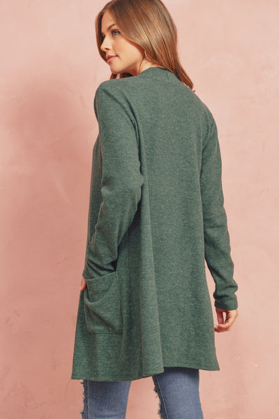 Brushed Melange Open Front Cardigan- 5 Colors