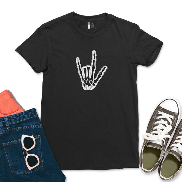 Unisex ASL I Love You Hand Skeleton T-Shirt- 4 Colors