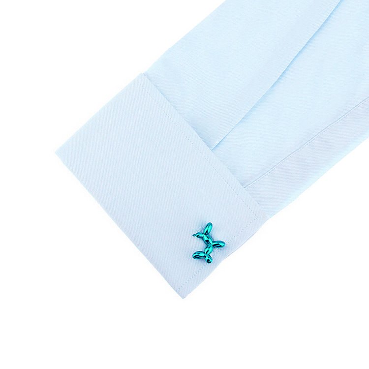 Metallic Blue Balloon Dog Cuff Links