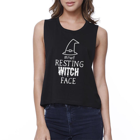 Resting Witch Face Crop Top- Black