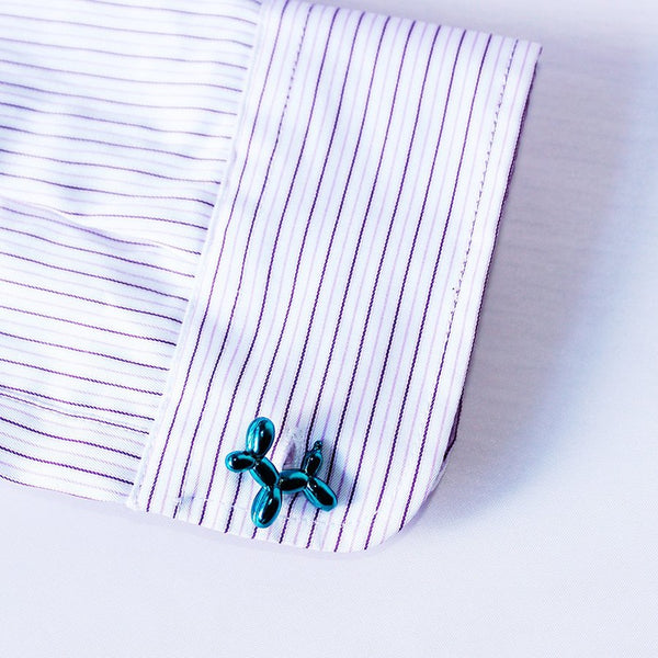 Metallic Blue Balloon Dog Cuff Links