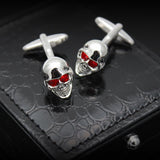 Red Eye Silver Skull Cuff Links