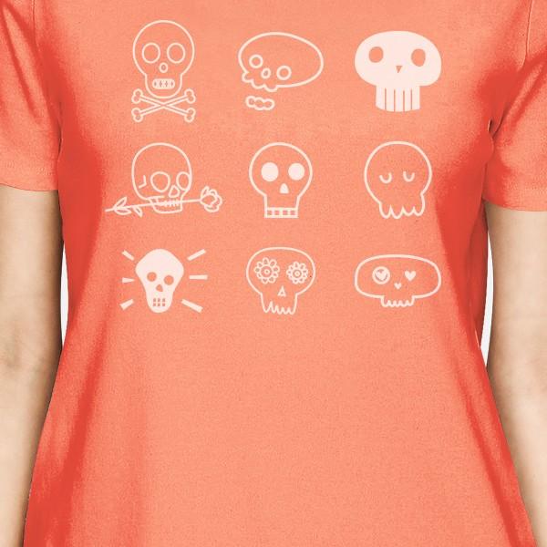 Skulls Women's T-Shirt- Peach