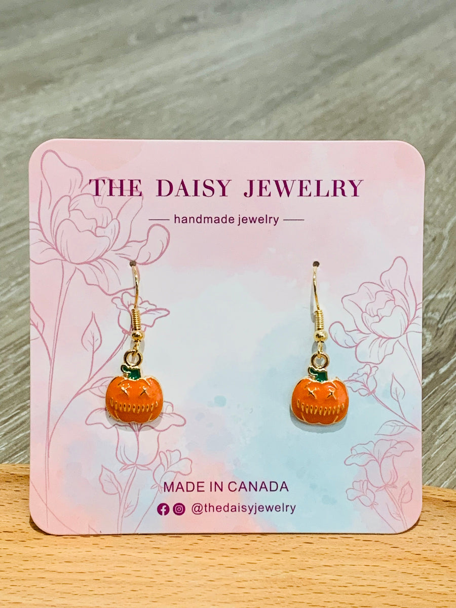Halloween Pumpkin Fish Hook Earrings