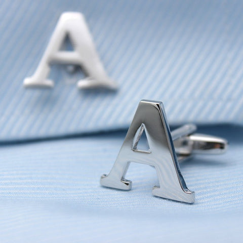 Silver Initial Cuff Links- Customizable