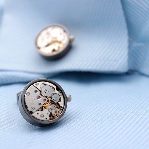 Stop Watch Clockwork Cuff Links- 2 Colors