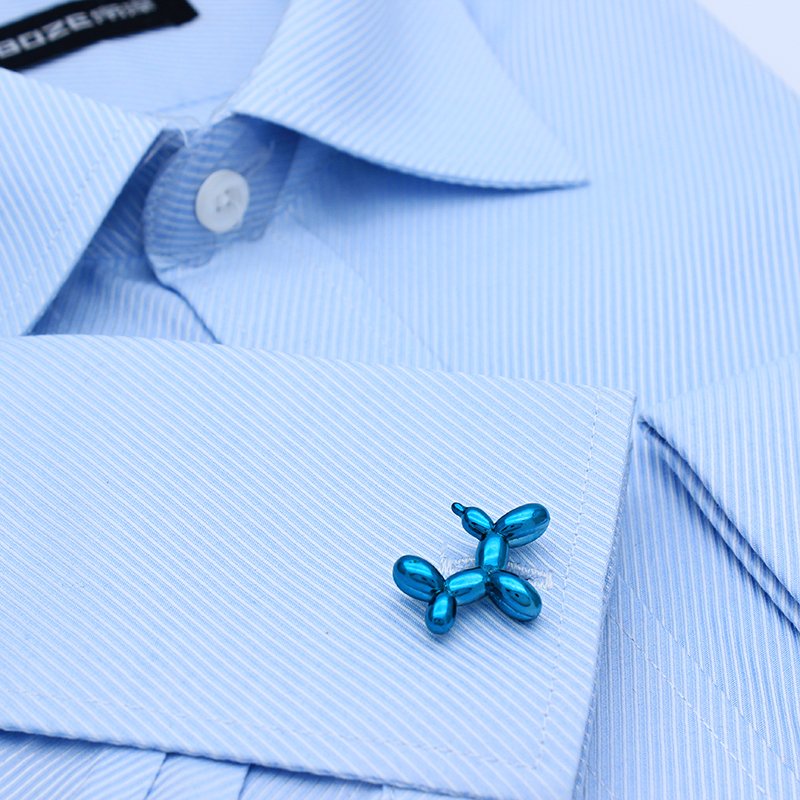 Metallic Blue Balloon Dog Cuff Links