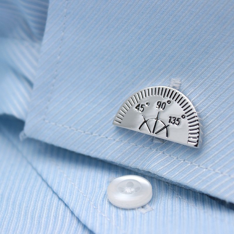 Silver Triangle & Protractor Cuff Links- 3 Options
