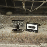 Gun Metal & White Cassette Cuff Links