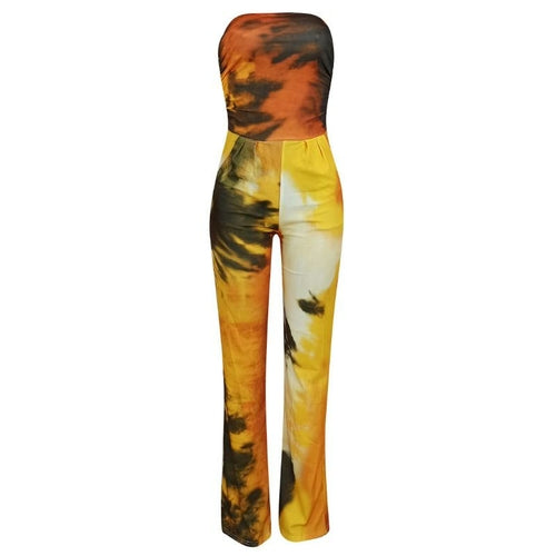 Women's Strapless Tie-Dye Printed Jumpsuit