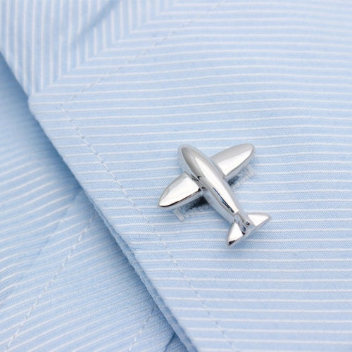 Silver Airplane Cuff Links
