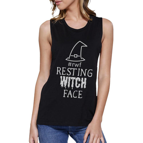 Resting Witch Face Women's Muscle Tee- Black