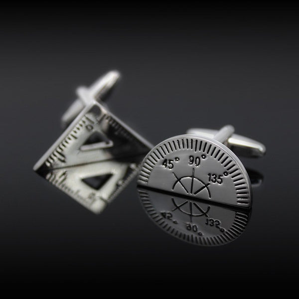 Silver Triangle & Protractor Cuff Links- 3 Options