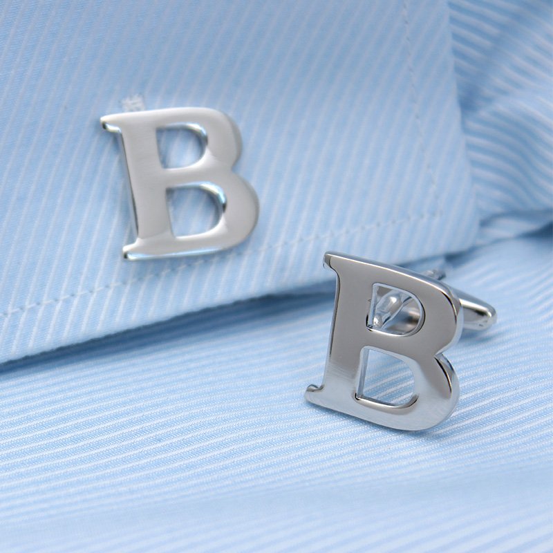 Silver Initial Cuff Links- Customizable