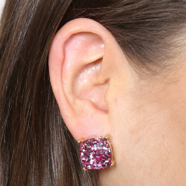 Glitter Epoxy Stud Earrings- 13 Colors