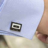 Gun Metal & White Cassette Cuff Links
