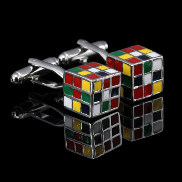 Silver Rubik's Cube Cuff Links