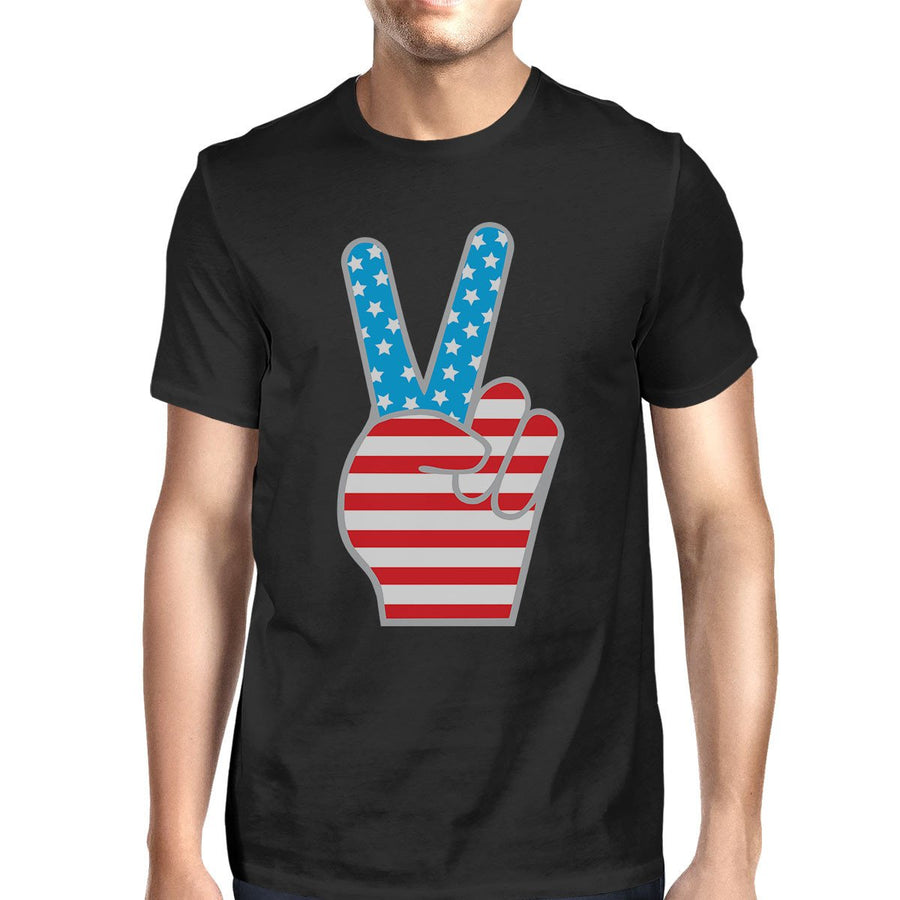 American Flag Peace Sign Men's T-Shirt- Black