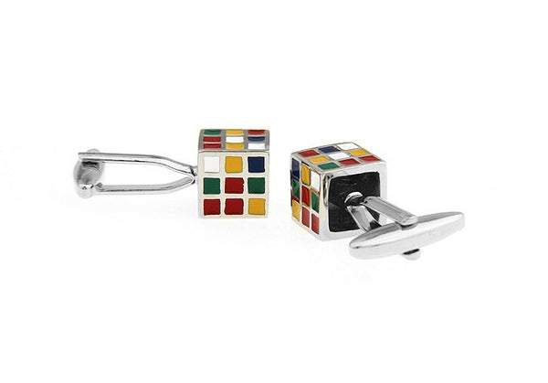 Silver Rubik's Cube Cuff Links