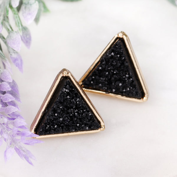 Druzy Triangle Post Earrings- 7 Colors
