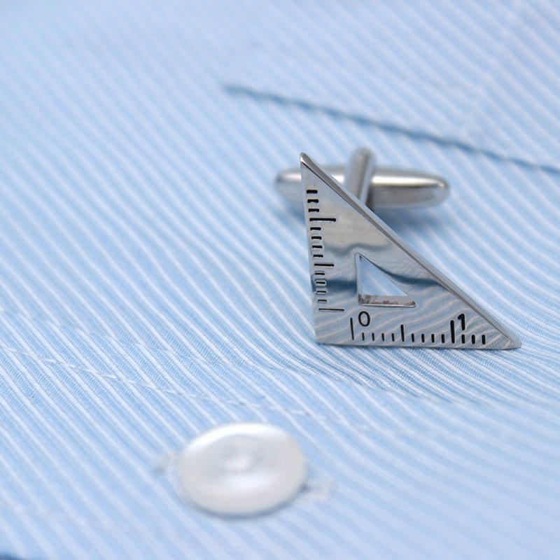 Silver Triangle & Protractor Cuff Links- 3 Options