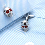 Red Eye Silver Skull Cuff Links