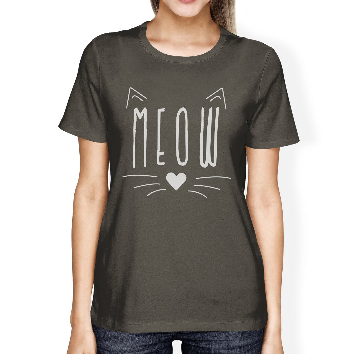 Meow Women's T-Shirt- Dark Grey